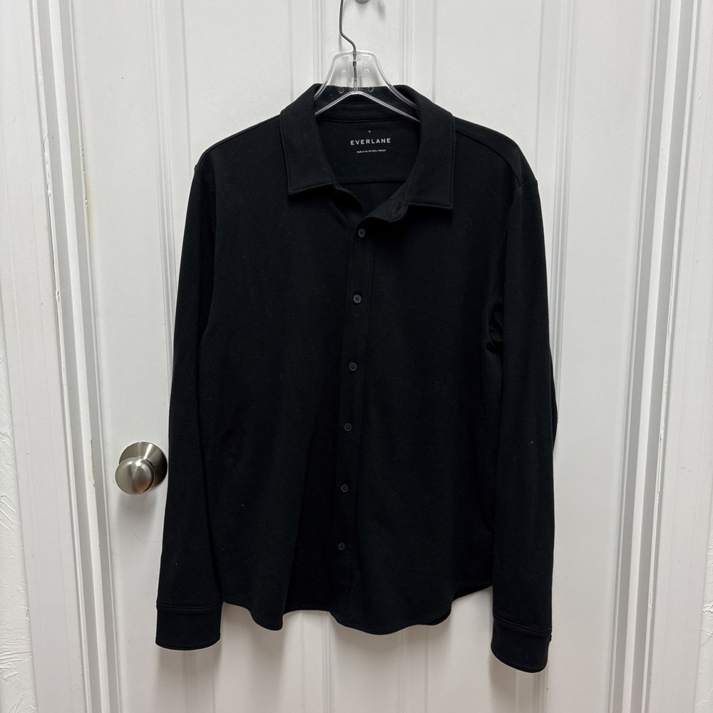 EVERLANE Mens Black Long Sleeve Button Up Shirt‎ M Cotton Blend Casual
